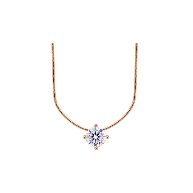 NerMoons 925 Silver Moissanite Pendant Necklace [Single Diamond Four-Prong] Simple and Classic