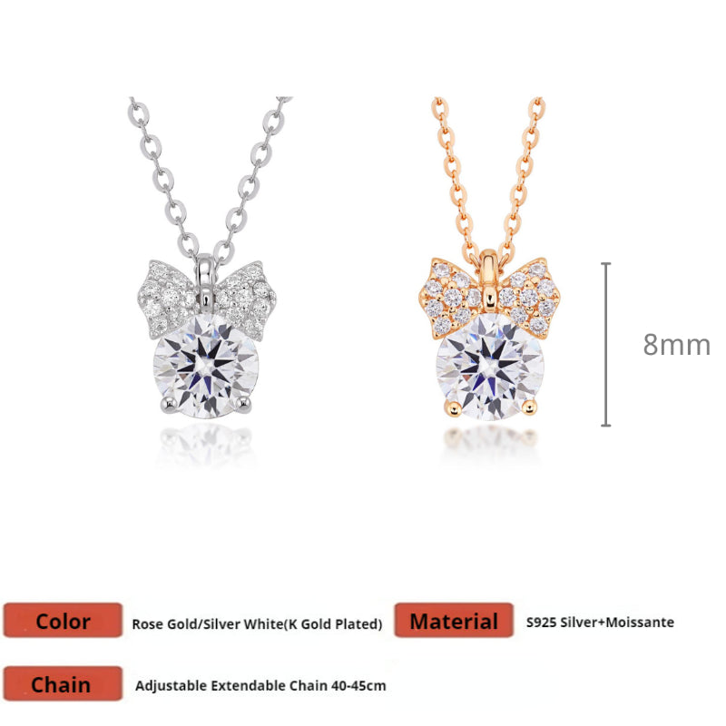 NerMoons 925 Silver Moissanite Pendant Necklace [Minnie], Cute and Sweet