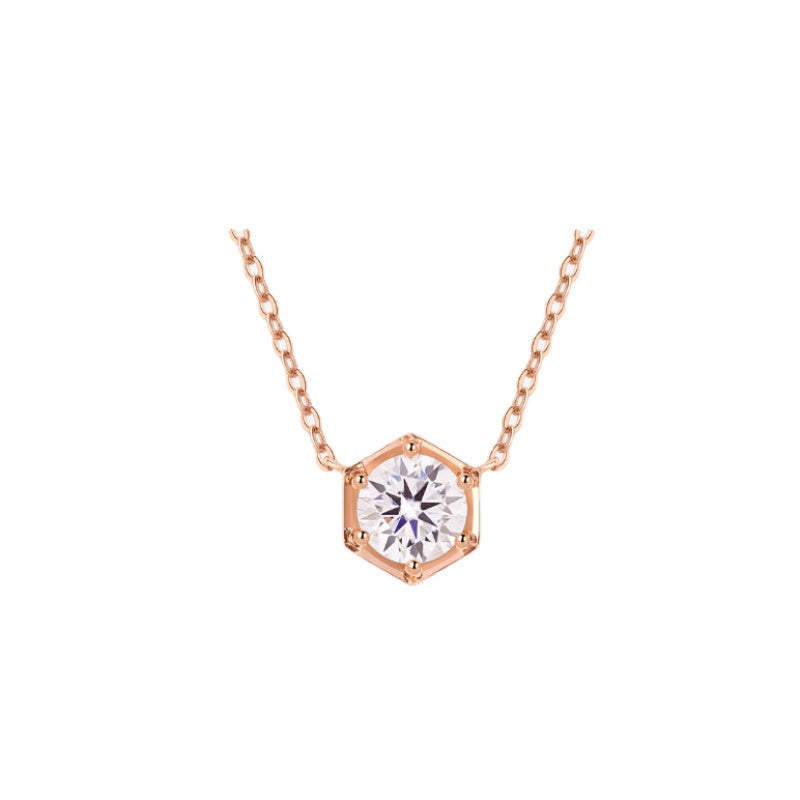 NerMoons 925 Silver Moissanite Pendant Necklace [Hexagonal], Classic and Versatile for Everyday Wear