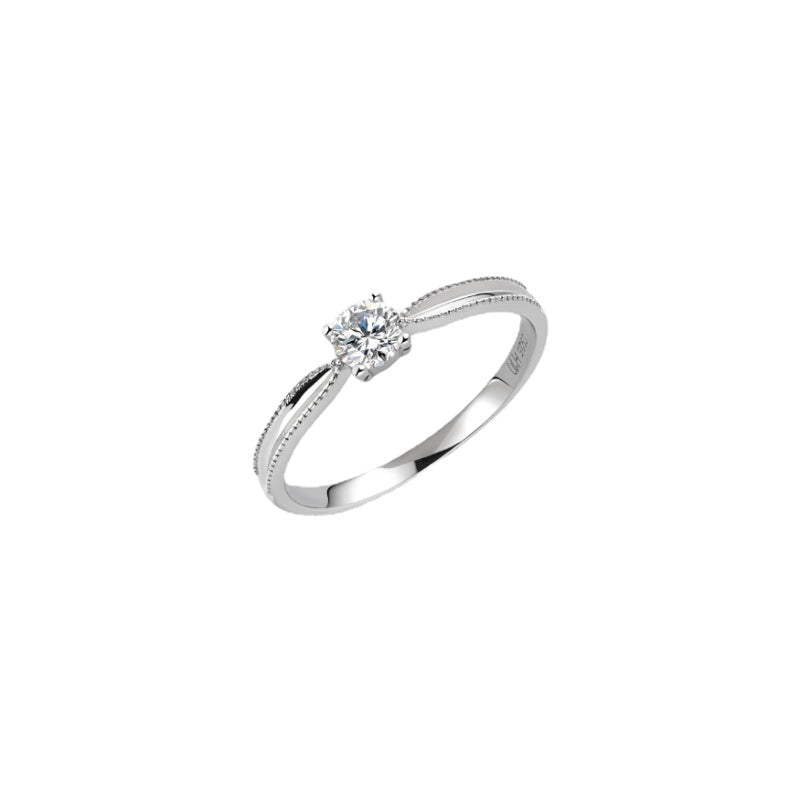 NerMoons 925 Silver Moissanite Ring [Ribbon], Classic Four-Prong Couple Rings, Simple and Elegant