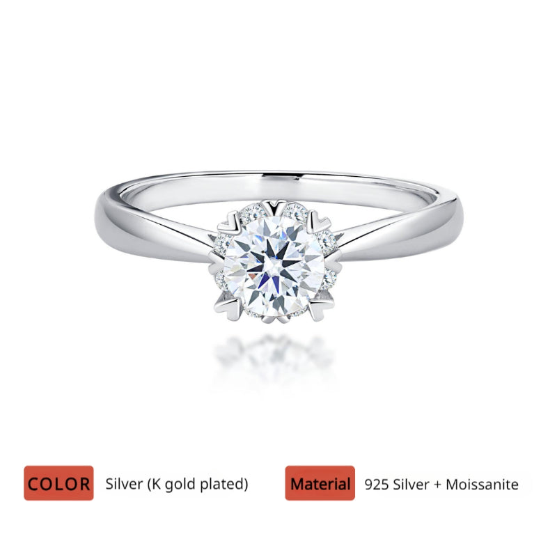 NerMoons 925 Silver Moissanite Ring [Eight Hearts] Exquisite and Elegant