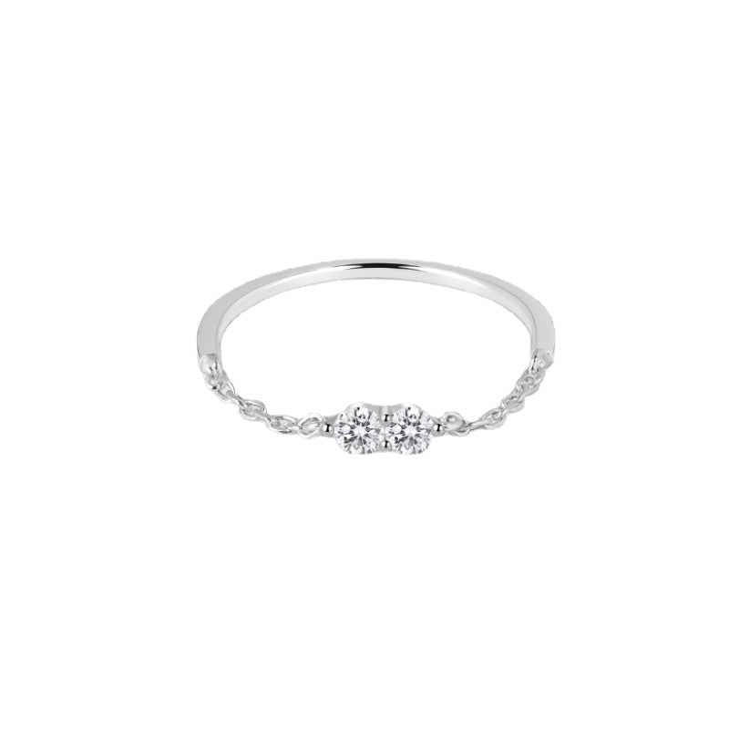 NerMoons 925 Silver Moissanite Ring [Double Diamond Chain] Fashionable