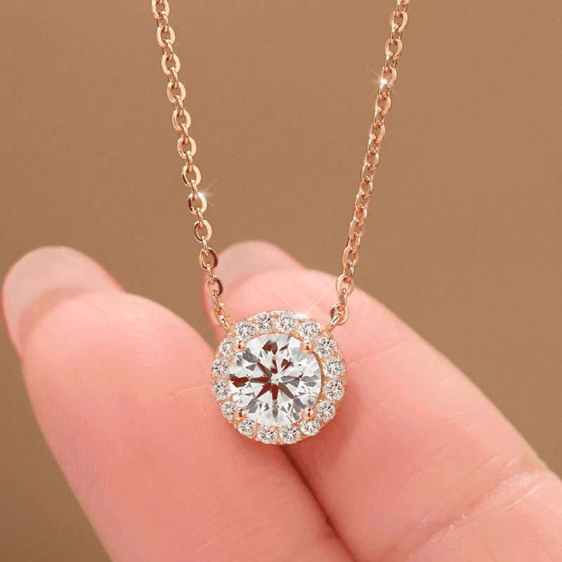 NerMoons 925 Silver Moissanite Pendant Necklace [ Princess ]Classic and Fashion jewelry