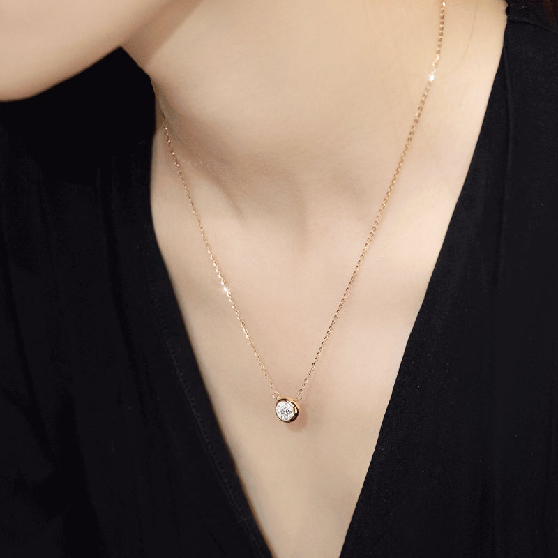 NerMoons 925 Silver Moissanite Pendant Necklace [Bubble Necklace], Simple and Versatile