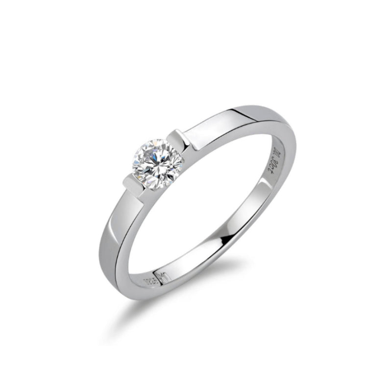 NerMoons 925 Silver Moissanite Ring, 30-50 Points Halo Diamond Ring, Simple and Versatile Couple Ring NerMoons