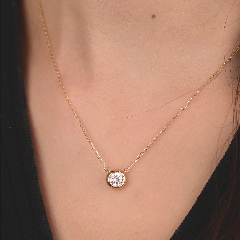 NerMoons 925 Silver Moissanite Pendant Necklace [Bubble Necklace], Simple and Versatile