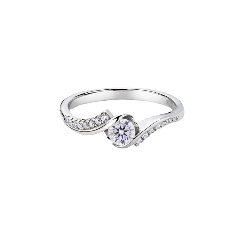 NerMoons 925 Silver Moissanite Ring [Sweet], Simple Classic Band