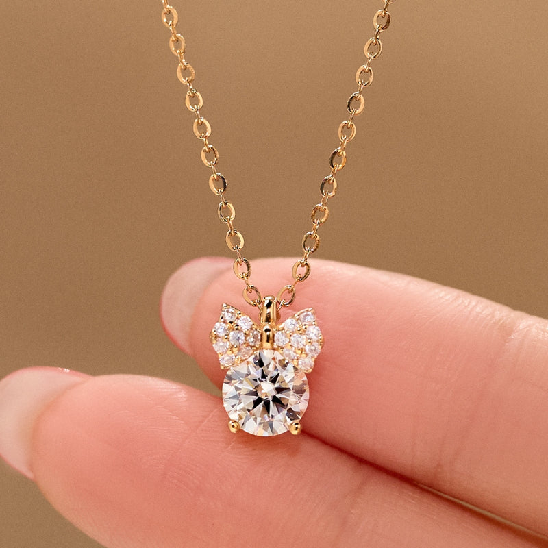 NerMoons 925 Silver Moissanite Pendant Necklace [Minnie], Cute and Sweet