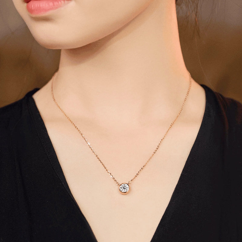 NerMoons 925 Silver Moissanite Pendant Necklace [Bubble Necklace], Simple and Versatile