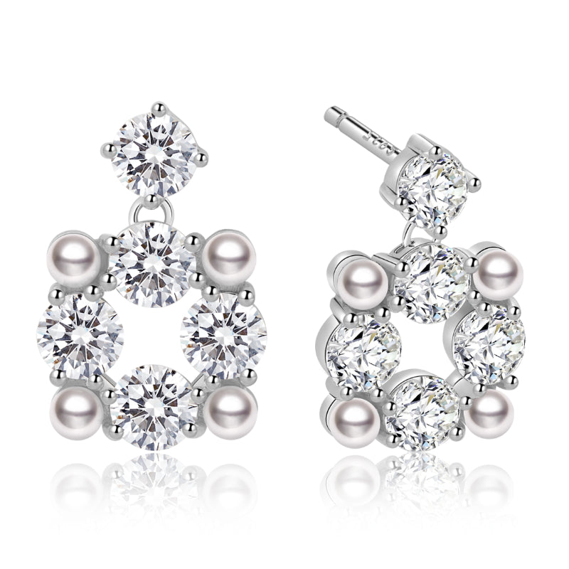 NerMoons 925 Silver Moissanite Earrings [Gleaming Square Studs] Light Luxury, High-End