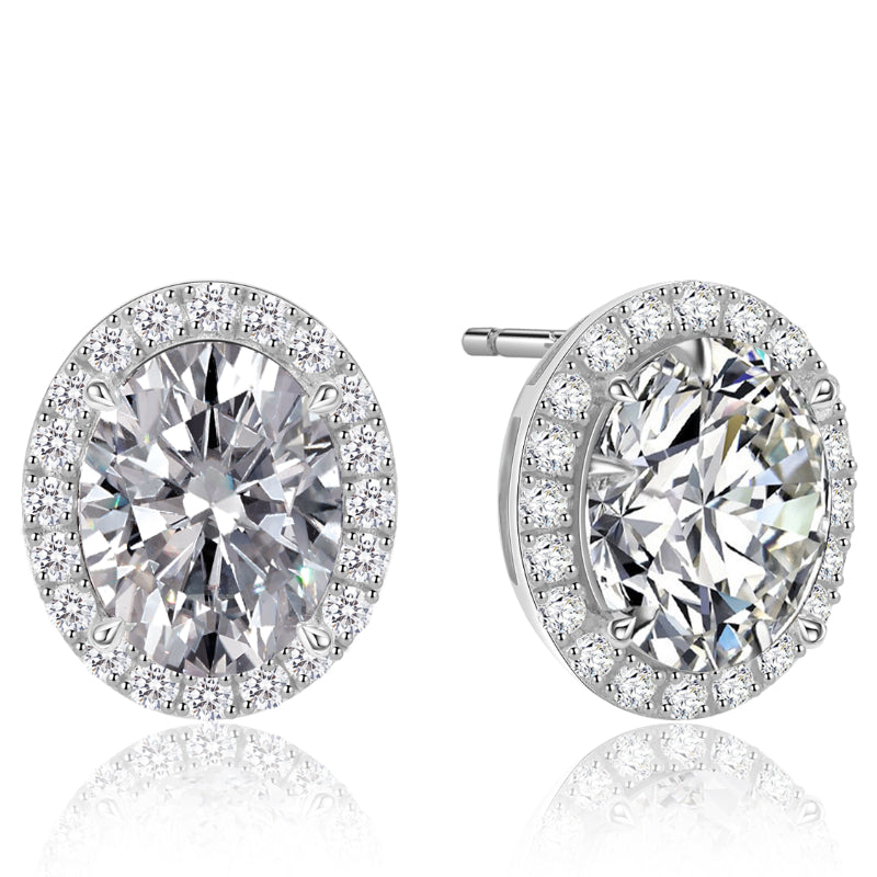 NerMoons 925 Silver Moissanite Earrings [Dove Egg Studs] Diamond-Set, Exquisite Elegance