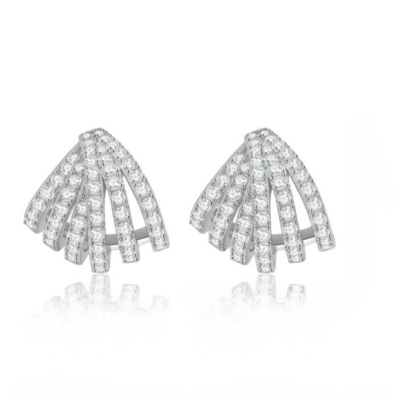 NerMoons 925 Silver Moissanite Earrings [Silver Sand Shell Studs] French Style Light Luxury