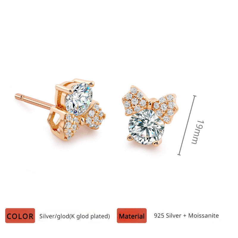 NerMoons 925 Silver Moissanite Earrings [Minnie Studs] High-End, Niche Design