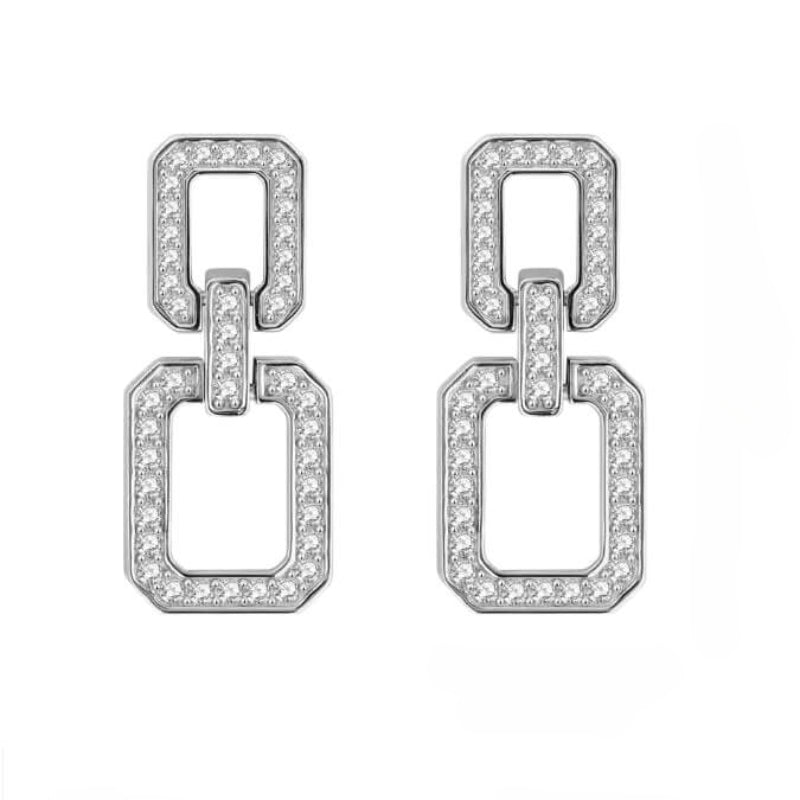 NerMoons 925 Silver Moissanite Earrings [Square Row Drops] Simple Design