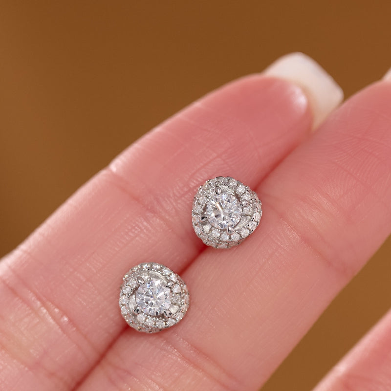 NerMoons 925 Silver Moissanite Earrings [Gorgeous] Diamond-Encrusted Studs, Fashionable and Exquisite