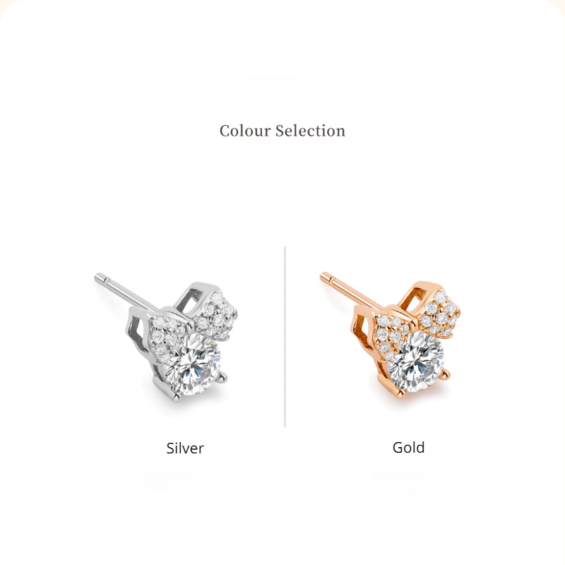 NerMoons 925 Silver Moissanite Earrings [Minnie Studs] High-End, Niche Design