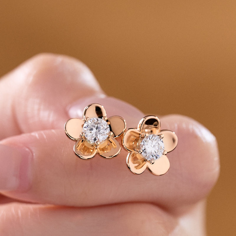 NerMoons 925 Silver Moissanite Earrings [Begonia Flower Design] Light Luxury, Unique Style