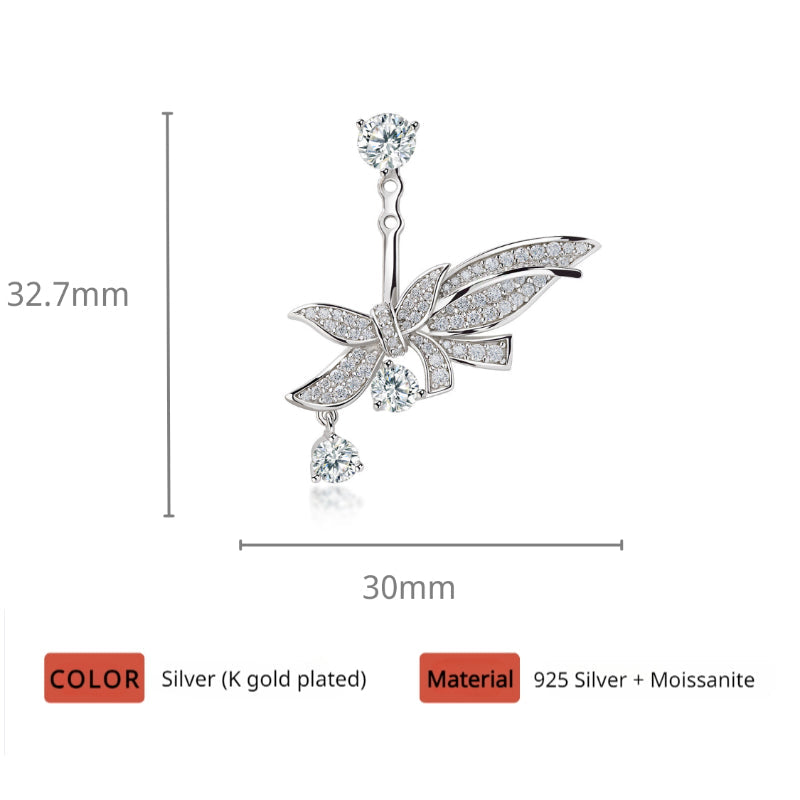 NerMoons 925 Silver Moissanite Earrings [Little Elf] Drop Design with Diamond Setting, Light Luxury