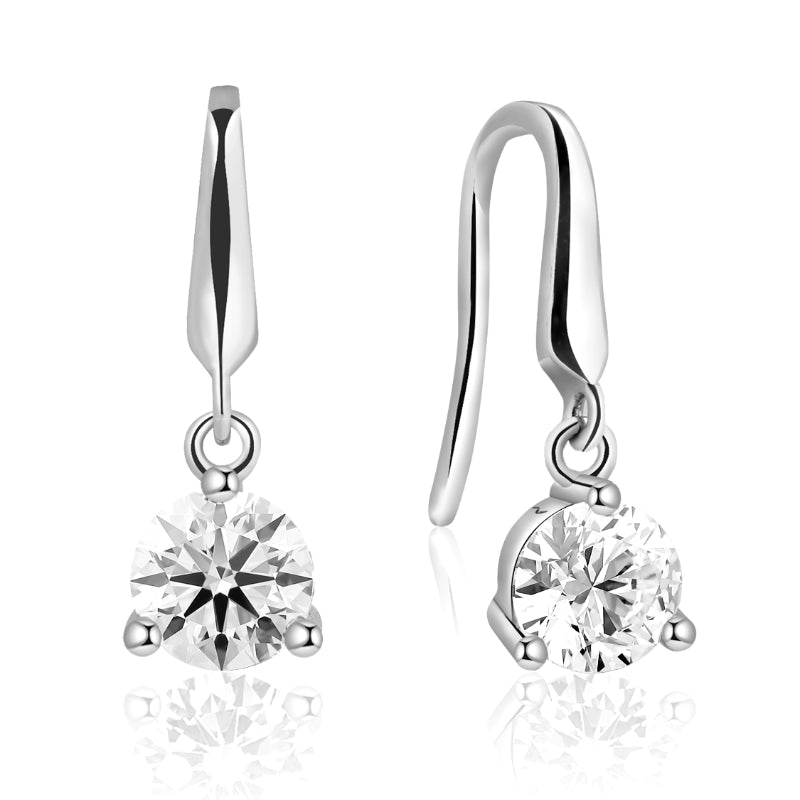 NerMoons925 Silver Moissanite Earrings [High Heel Ear Hooks] Simple and Versatile