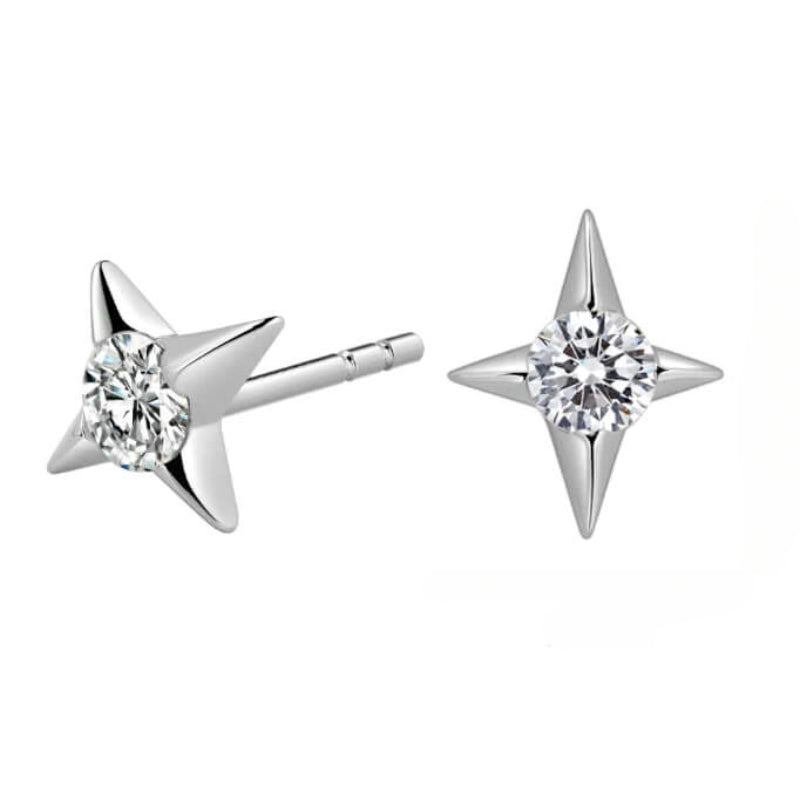 NerMoons 925 Silver Moissanite Earrings [Star Studs] Simple, Basic Style