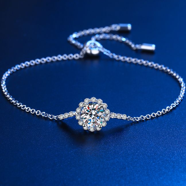 Round Cut Moissanite Circle Bracelet in S925 Silver NerMoons