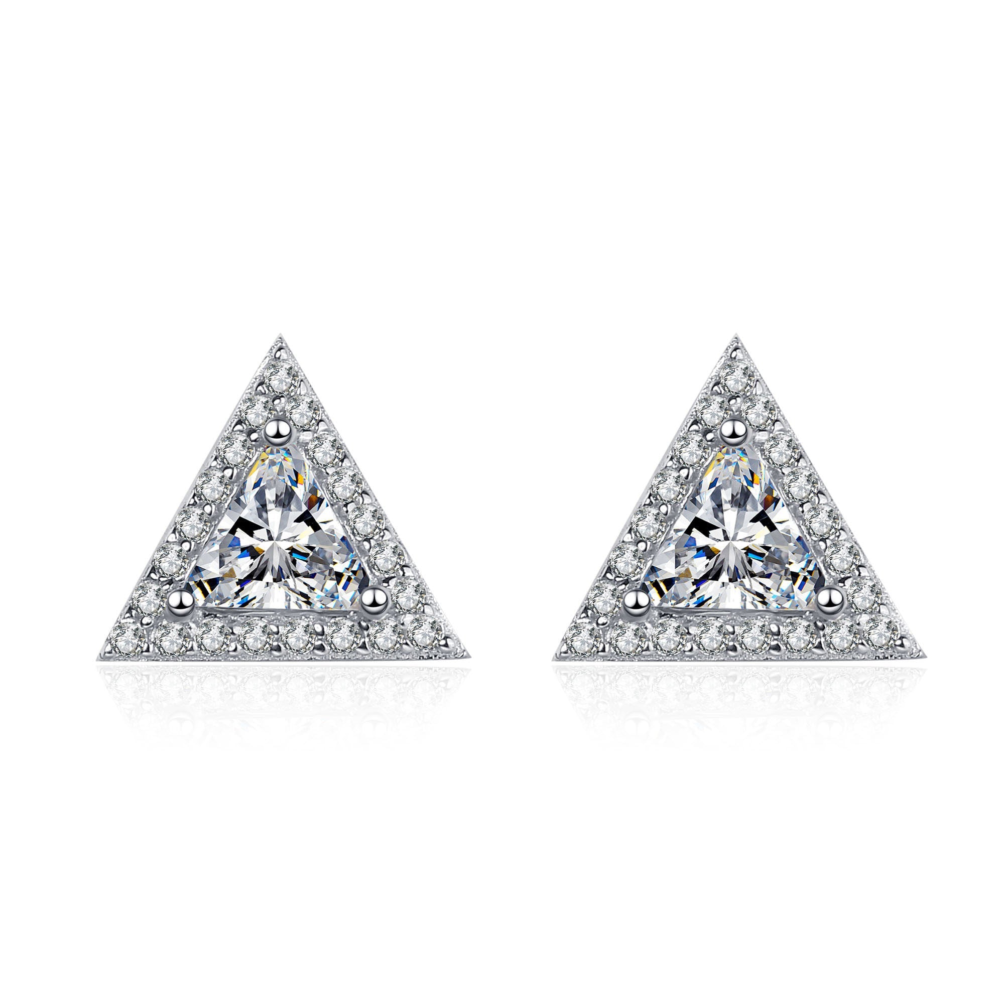 Triangle Moissanite Stud Earrings in Sterling Silver for Women NerMoons