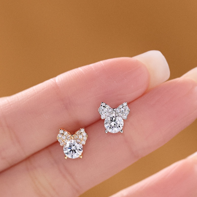 NerMoons 925 Silver Moissanite Earrings [Minnie Studs] High-End, Niche Design