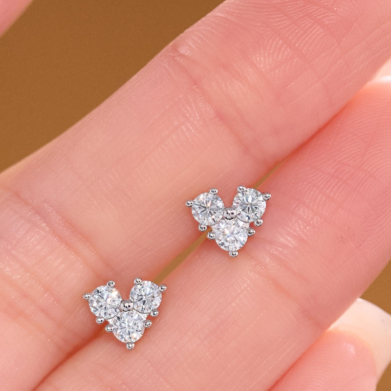 NerMoons 925 Silver Moissanite Earrings [Hearts] Simple, Everyday Wear