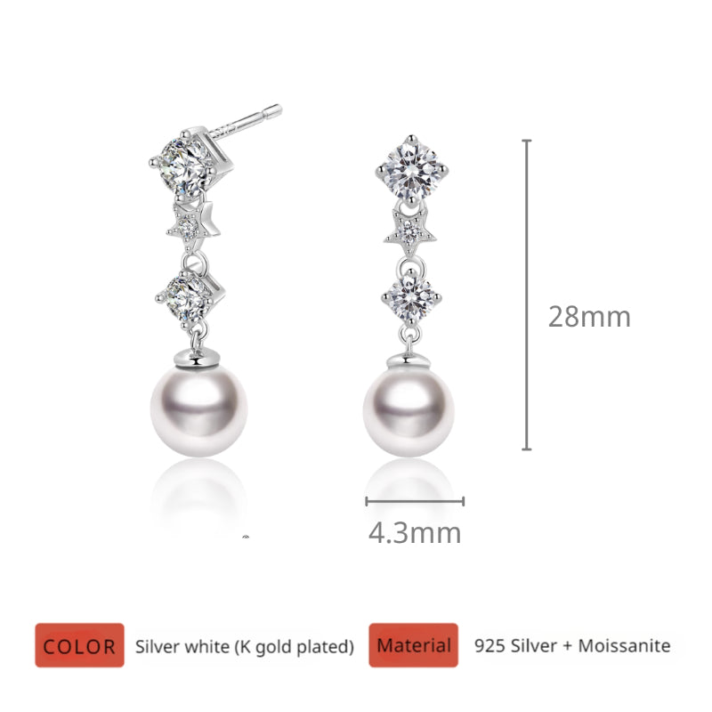 NerMoons 925 Silver Moissanite Earrings [Meteor Shower Drops] Elegant, Light Luxury