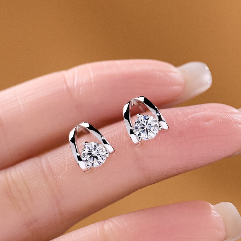 NerMoons 925 Silver Moissanite Earrings [Victoria Studs] Simple, Unique Design