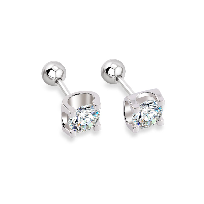 NerMoons 925 Silver Moissanite Earrings [Bull Head Studs] Basic, Versatile Style