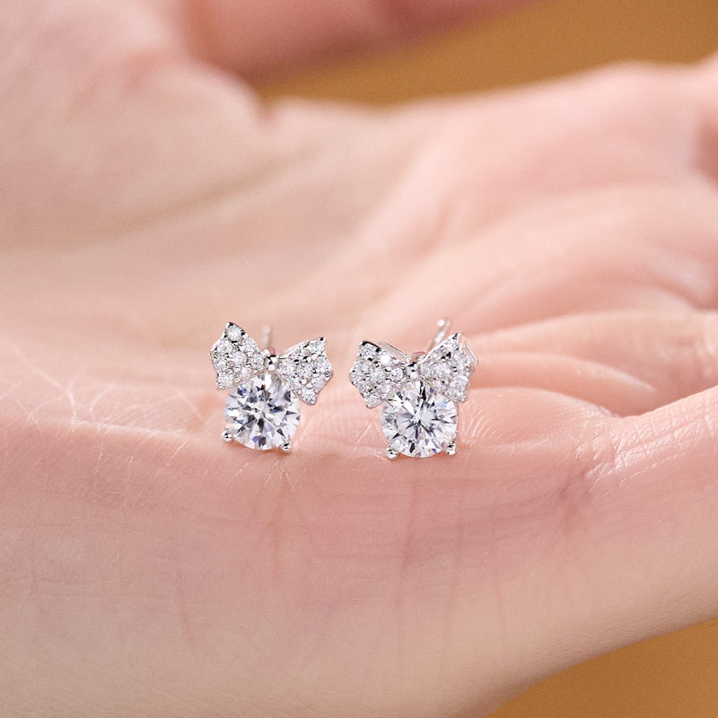 NerMoons 925 Silver Moissanite Earrings [Minnie Studs] High-End, Niche Design