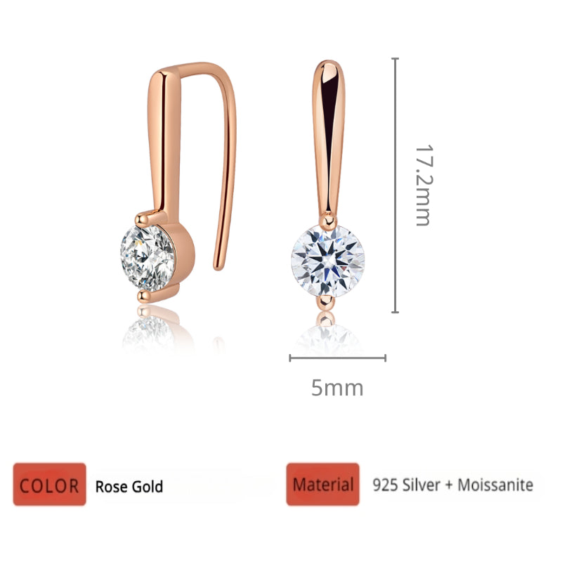 NerMoons 925 Silver Moissanite Earrings [Minimalist] 0.5ct Ear Hooks with Diamonds, Light Luxury