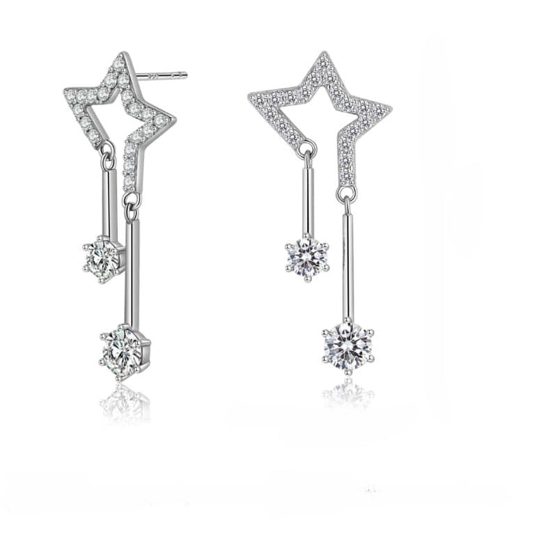 NerMoons 925 Silver Moissanite Earrings [Star Drops] High-End, Luxurious, and Grand