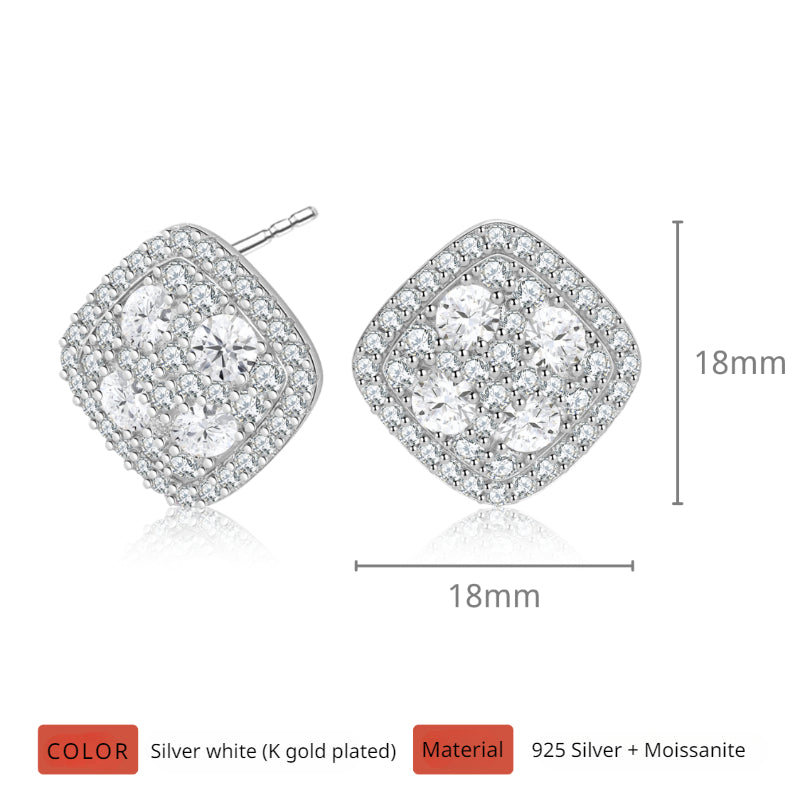 NerMoons 925 Silver Moissanite Earrings [Venus Studs] Fully Diamond-Encrusted, Elegant, Light Luxury, Exquisite Design