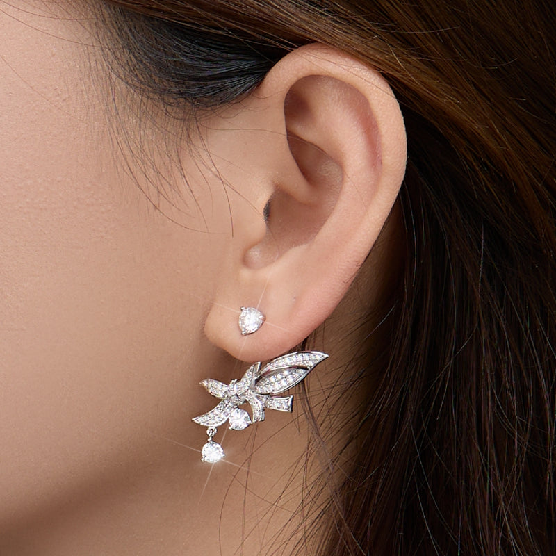 NerMoons 925 Silver Moissanite Earrings [Little Elf] Drop Design with Diamond Setting, Light Luxury