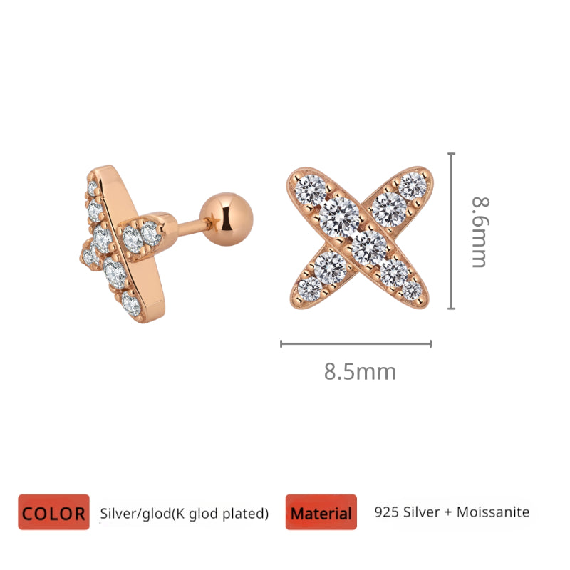 NerMoons 925 Silver Moissanite Earrings [Starlight Studs] Fully Diamond-Encrusted, Light Luxury