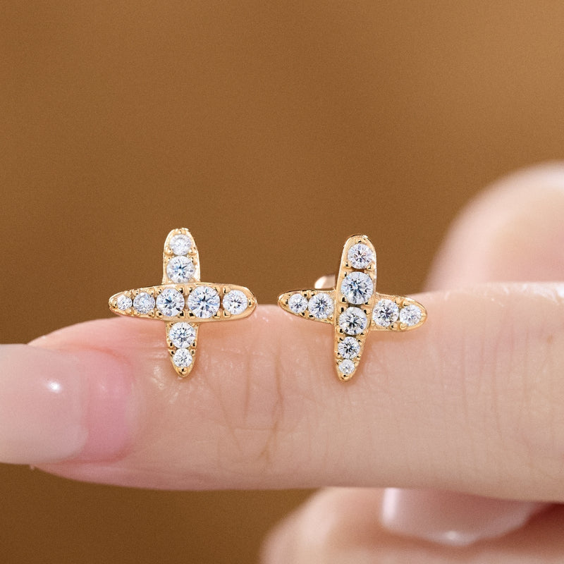 NerMoons 925 Silver Moissanite Earrings [Starlight Studs] Fully Diamond-Encrusted, Light Luxury