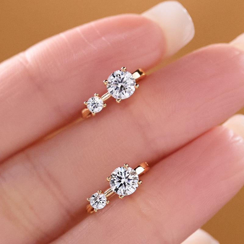 NerMoons 925 Silver Moissanite Earrings [Double Diamond Ear Clips]